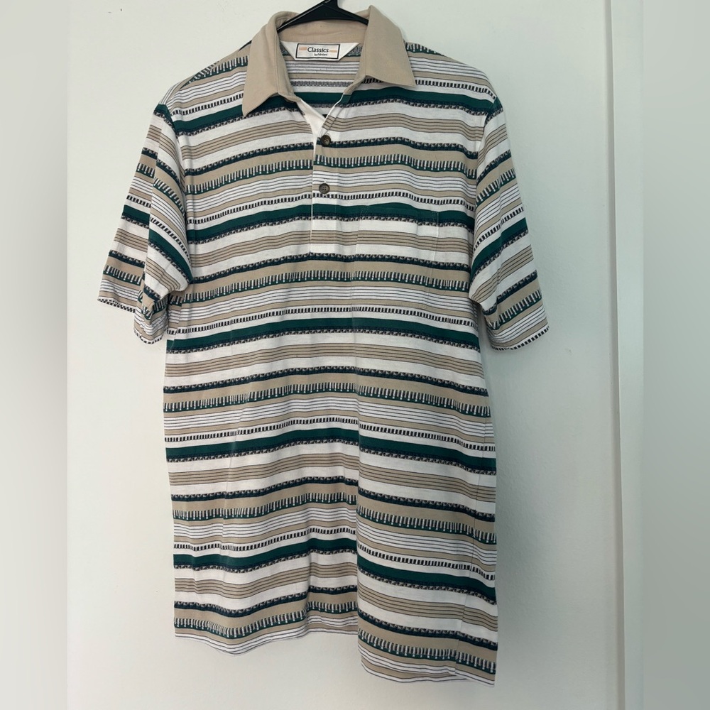 CLASSICS BY PALMLAND STRIPED POLO SHIRT SZ MED